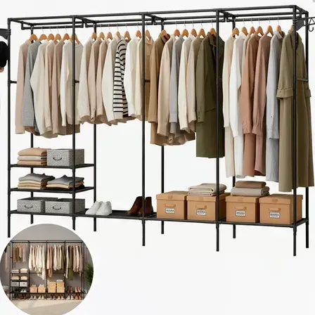 Guarda Roupa Cabideiro Organizador Closet Aberto Desmontavel Arara Divisórias 10 Prateleiras Aço Resistente Preto Irsina Guarda Roupa Cabideiro Organizador Closet Aberto Desmontavel Arara Divisórias 10 Prateleiras Aço Resistente Preto Irsina