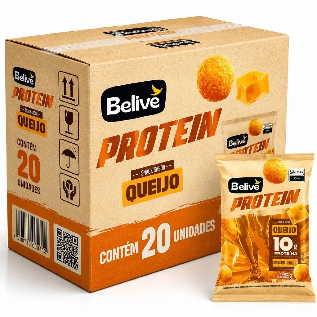 Kit 20 Snack Queijo 10g Proteína s/ Glúten BELIVE 35g Kit 20 Snack Queijo 10g Proteína s/ Glúten BELIVE 35g