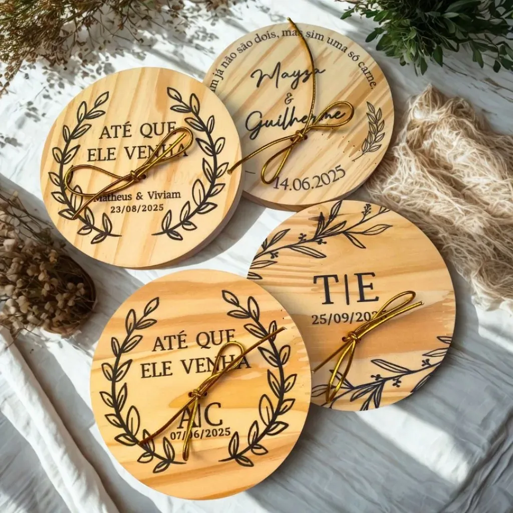Porta Alianças Pinus Personalizado para Casamento Porta Alianças Pinus Personalizado para Casamento