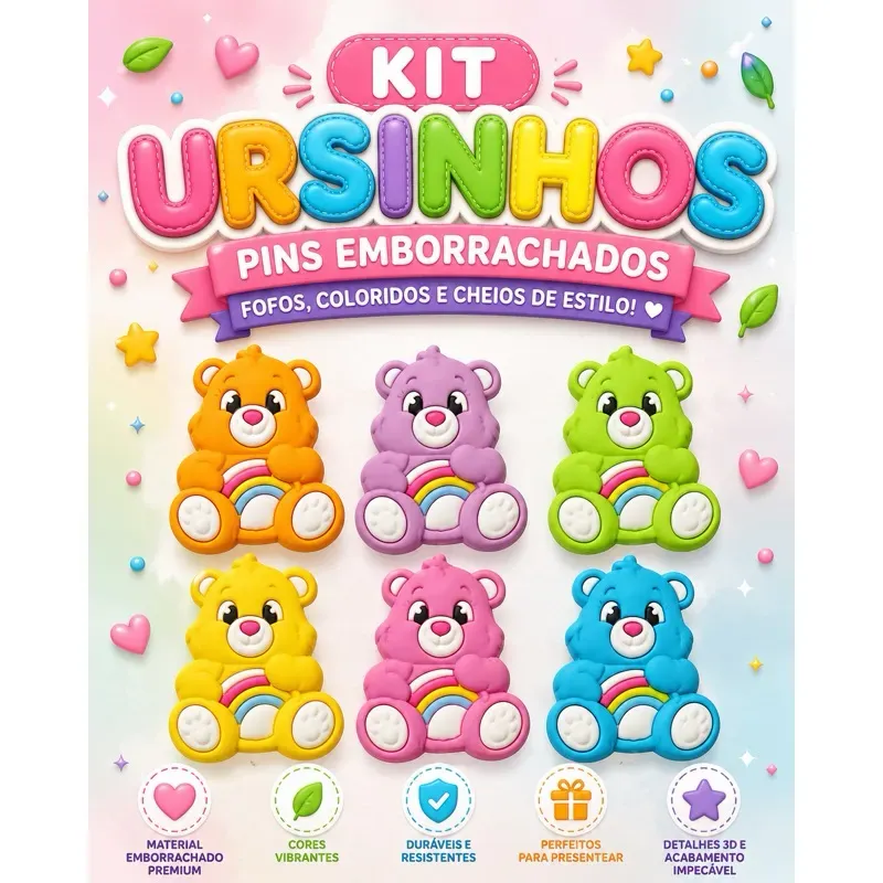 Kit Charm 6 Pin Emborrachado Botões Jibbit Babuche Croc Ursinhos Carinhosos Kit Charm 6 Pin Emborrachado Botões Jibbit Babuche Croc Ursinhos Carinhosos