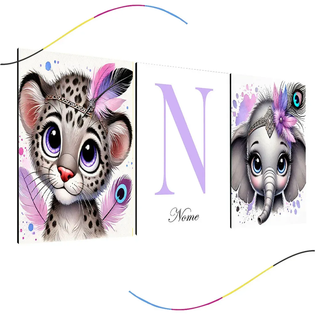 quadro decorativo infantil safari personalizado bichinhos 3 peças, safari, leão, leaozinho, lilás quadro decorativo infantil safari personalizado bichinhos 3 peças, safari, leão, leaozinho, lilás