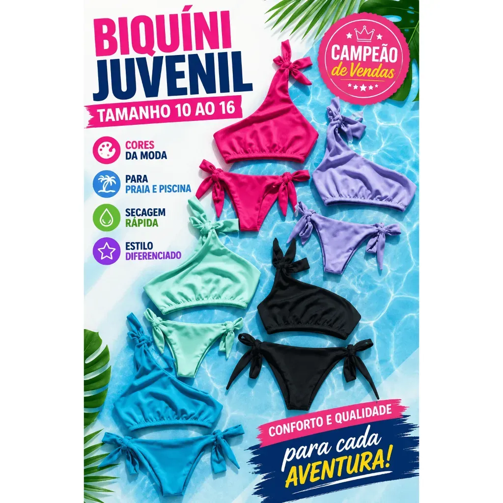 Conjunto Biquíni Juvenil Moda Praia Menina Estilo Diferenciado Com Nó Tamanho 10 12 14 16 Conjunto Biquíni Juvenil Moda Praia Menina Estilo Diferenciado Com Nó Tamanho 10 12 14 16