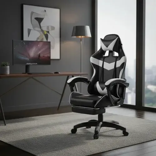 Cadeira De Escritório Gamer Nitro Ergonômica Estofado Couro Sintético Reclinável Altura Ajustável Apoio Para Pés Cor Branco Luvinco Cadeira De Escritório Gamer Nitro Ergonômica Estofado Couro Sintético Reclinável Altura Ajustável Apoio Para Pés Cor Branco Luvinco