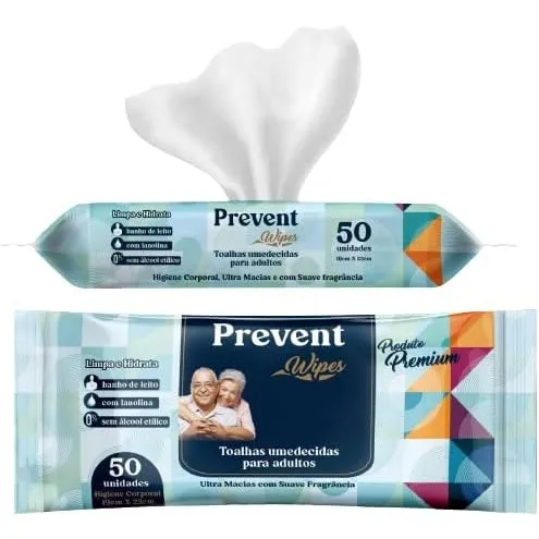 Pacotes Toalhas umedecidas Lenços Adulto Prevent Wipes 50 unidades Geriátrica Pacotes Toalhas umedecidas Lenços Adulto Prevent Wipes 50 unidades Geriátrica
