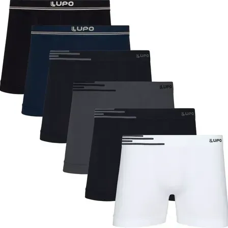 Kit 6 Cuecas Lupo Boxer Box Sem Costura Basic Microfibra Kit 6 Cuecas Lupo Boxer Box Sem Costura Basic Microfibra