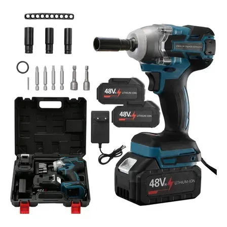 Kit Chave De Impacto 2 Baterias 48v Recarregável Com Maleta Kit Chave De Impacto 2 Baterias 48v Recarregável Com Maleta