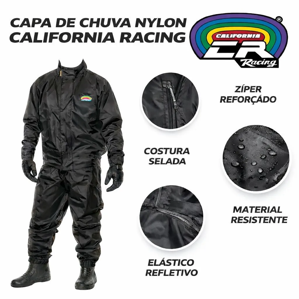 Conjunto Capa de chuva California Racing Nylon Conjunto Capa de chuva California Racing Nylon