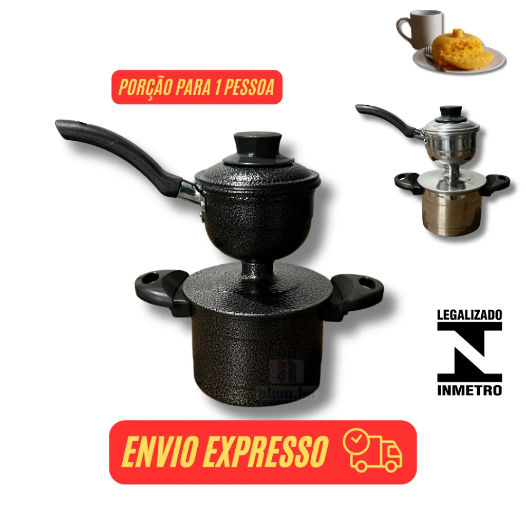 cuscuzeira pequena individual peitinho preto e aluminio cuscuzeiro pequeno 1 porção peito de moça cuscuzeira pequena individual peitinho preto e aluminio cuscuzeiro pequeno 1 porção peito de moça