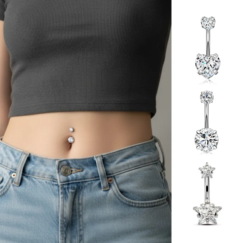 Piercings Umbigo Ponto de Luz Duplo Zircônia Coração Estrela Anti Alérgico Aço Cirúrgico Acessórios Femininos Piercings Umbigo Ponto de Luz Duplo Zircônia Coração Estrela Anti Alérgico Aço Cirúrgico Acessórios Femininos