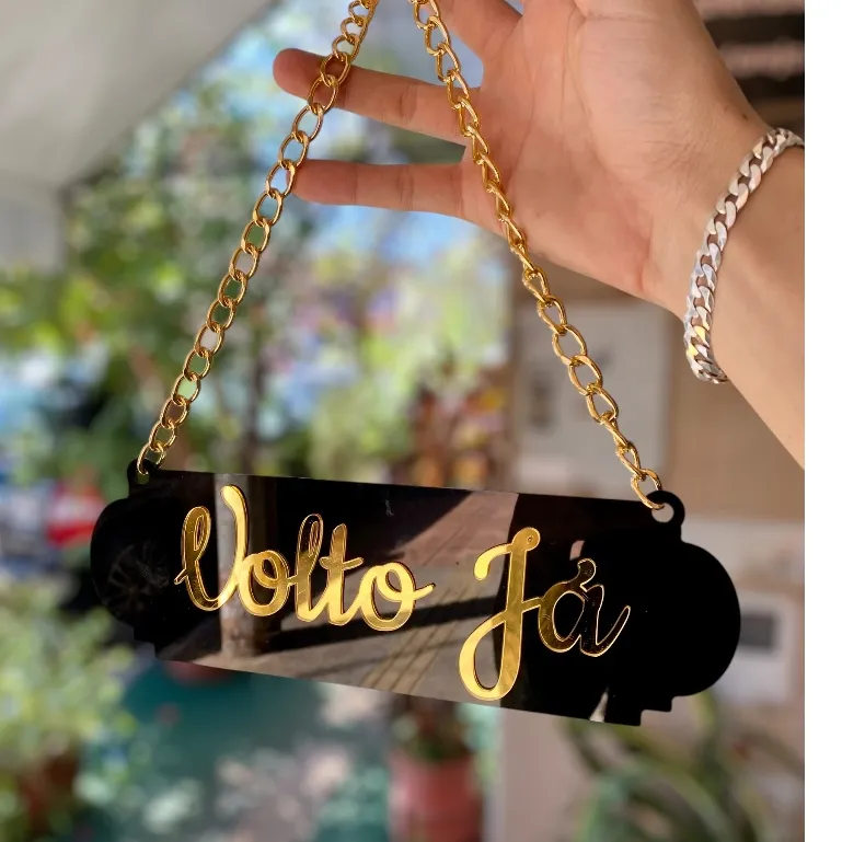 PLACA ABERTO E VOLTO JA EM ACRILICO ESPELHADO PLACA ABERTO E VOLTO JA EM ACRILICO ESPELHADO