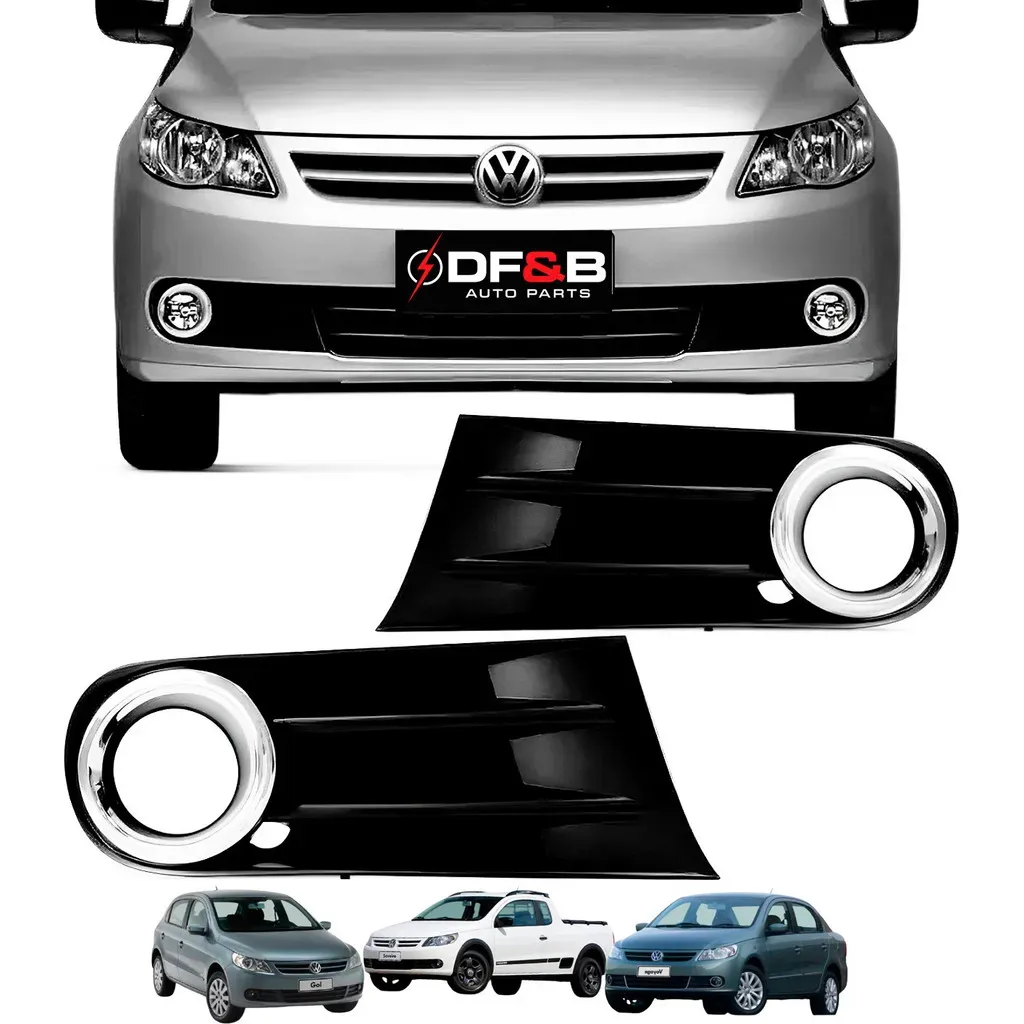 Grade Moldura Farol Milha Gol Voyage G5 C/furo Cromado Grade Moldura Farol Milha Gol Voyage G5 C/furo Cromado
