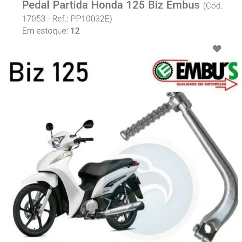 Pedal de Partida/cavalete lateral Compatível CG 125 / CG 150 / YBR Factor / Biz – Alta Resistência Pedal de Partida/cavalete lateral Compatível CG 125 / CG 150 / YBR Factor / Biz – Alta Resistência