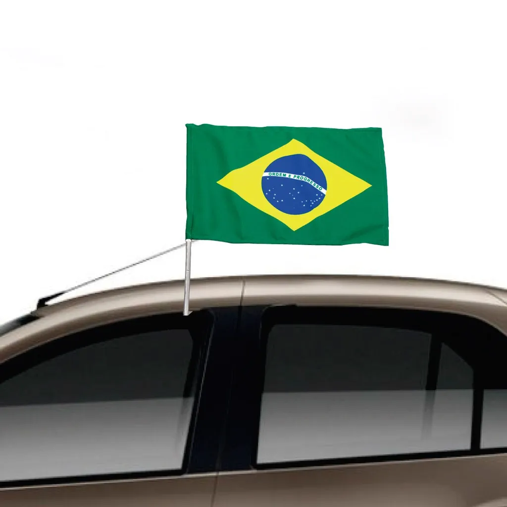 Bandeira Do Brasil Com Suporte Janela Do Carro - 2un Bandeira Do Brasil Com Suporte Janela Do Carro - 2un