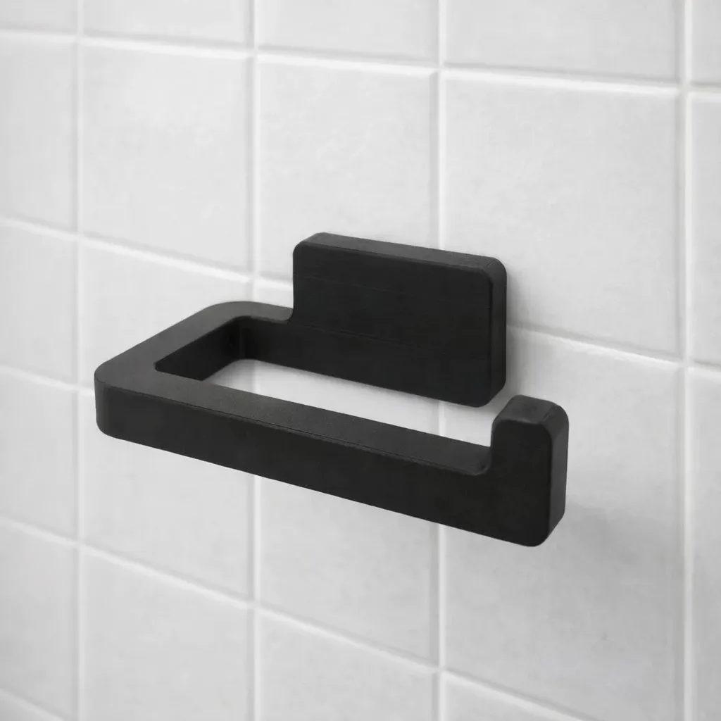 Porta Papel Higiênico Adesivo Sem Furo Preto Fosco Premium 3M Porta Papel Higiênico Adesivo Sem Furo Preto Fosco Premium 3M