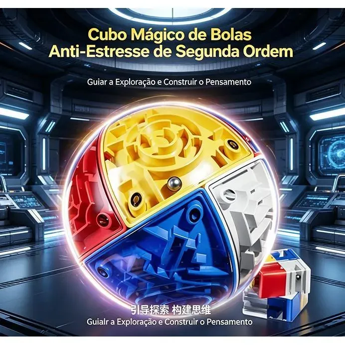 Cubo Mágico Labirinto com Bola, Brinquedo Educativo Infantil Anti Estresse maravilha Cubo Mágico Labirinto com Bola, Brinquedo Educativo Infantil Anti Estresse maravilha