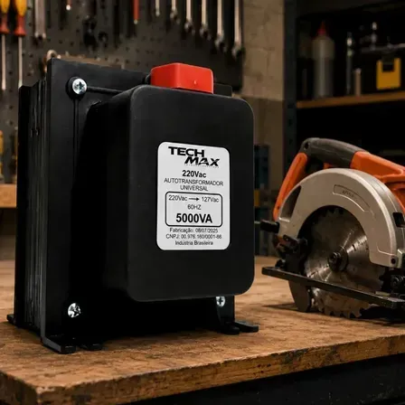 Transformador 5000VA Bivolt 2000W Techmax para Eletrodomésticos e ar condicionado até 12000 btus geladeira Transformador 5000VA Bivolt 2000W Techmax para Eletrodomésticos e ar condicionado até 12000 btus geladeira