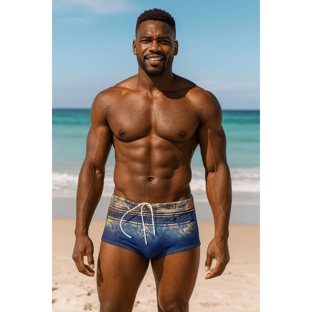 Sunga Boxer Masculina Estampada Praia Piscina com Forro e Cordão Ajustável Sunga Boxer Masculina Estampada Praia Piscina com Forro e Cordão Ajustável