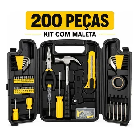 Jogo de Ferramentas 200 Peças com Chaves de Precisão e Allen Kit com Maleta Resistente - Titanium Platina Jogo de Ferramentas 200 Peças com Chaves de Precisão e Allen Kit com Maleta Resistente - Titanium Platina