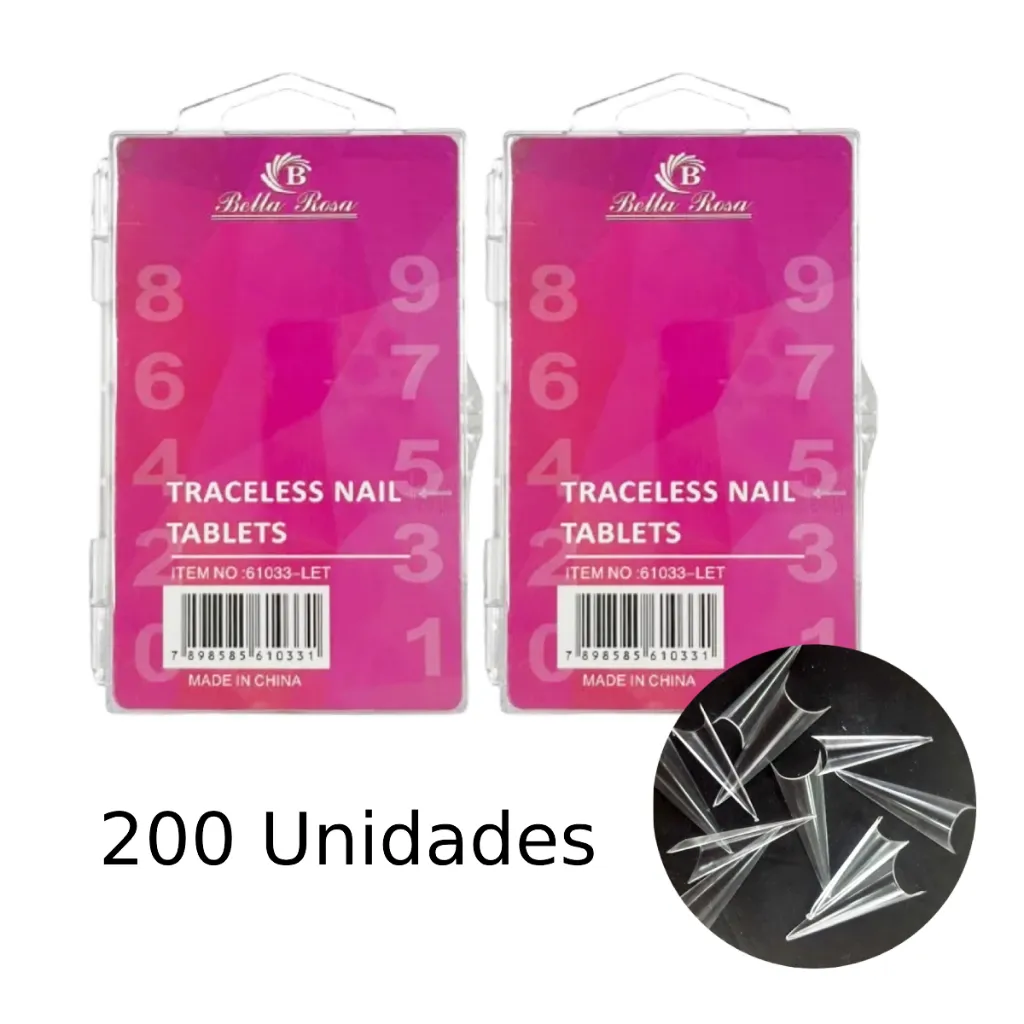 Kit 200 Unidades Tips Vamp Natural Com Alongamento Unha - 200 Unidades Tip Kit 200 Unidades Tips Vamp Natural Com Alongamento Unha - 200 Unidades Tip