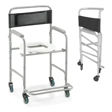 Cadeira De Banho Dobrável Higiênica Rodas Sanitária Idoso Cadeira De Banho Dobrável Higiênica Rodas Sanitária Idoso