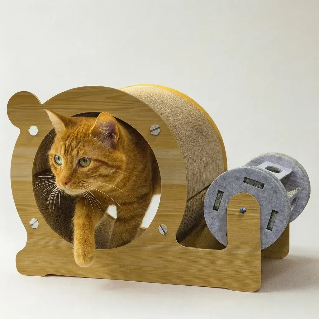 Brinquedo Toca Interativo e Multifuncional para Gatos com Arranhador e Rodinha Brinquedo Toca Interativo e Multifuncional para Gatos com Arranhador e Rodinha