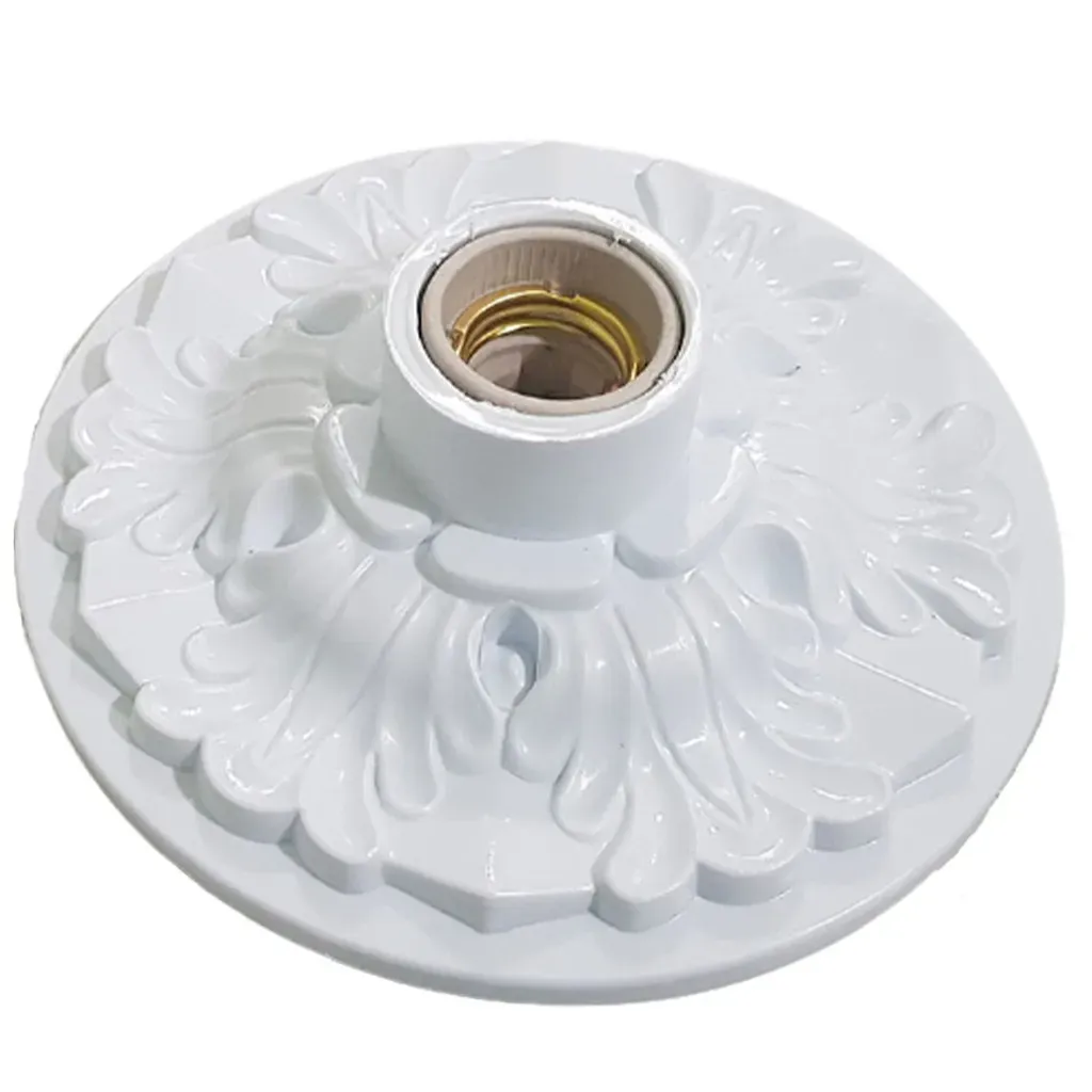Plafon Plafonier Colonial Branco Soquete Teto Decorativo Lustre Redondo Luminária para Quarto Sala Cozinha Casa Plafon Plafonier Colonial Branco Soquete Teto Decorativo Lustre Redondo Luminária para Quarto Sala Cozinha Casa