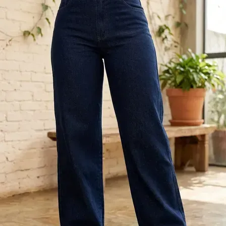 Calça Jeans Feminina Wide Leg Pantalona Cintura Alta Stilger Calça Jeans Feminina Wide Leg Pantalona Cintura Alta Stilger