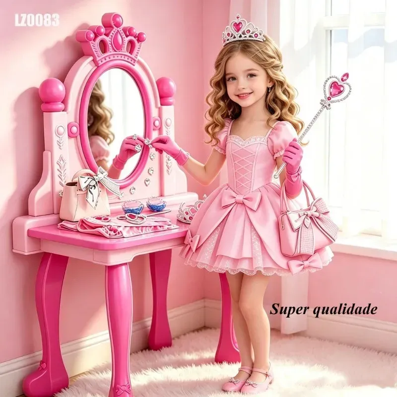 Penteadeira Princesa Infantil com Kit Beleza Manicure e Cabelo Brinquedo Faz de Conta Presente Aniversário Menina Natal Penteadeira Princesa Infantil com Kit Beleza Manicure e Cabelo Brinquedo Faz de Conta Presente Aniversário Menina Natal