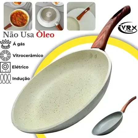 Frigideira Cerâmica 24cm Grande Premium Antiaderente Fogão Cooktop Indução Gás Elétrico Panela Frita Sem Óleo Não Gruda Frigideira Cerâmica 24cm Grande Premium Antiaderente Fogão Cooktop Indução Gás Elétrico Panela Frita Sem Óleo Não Gruda