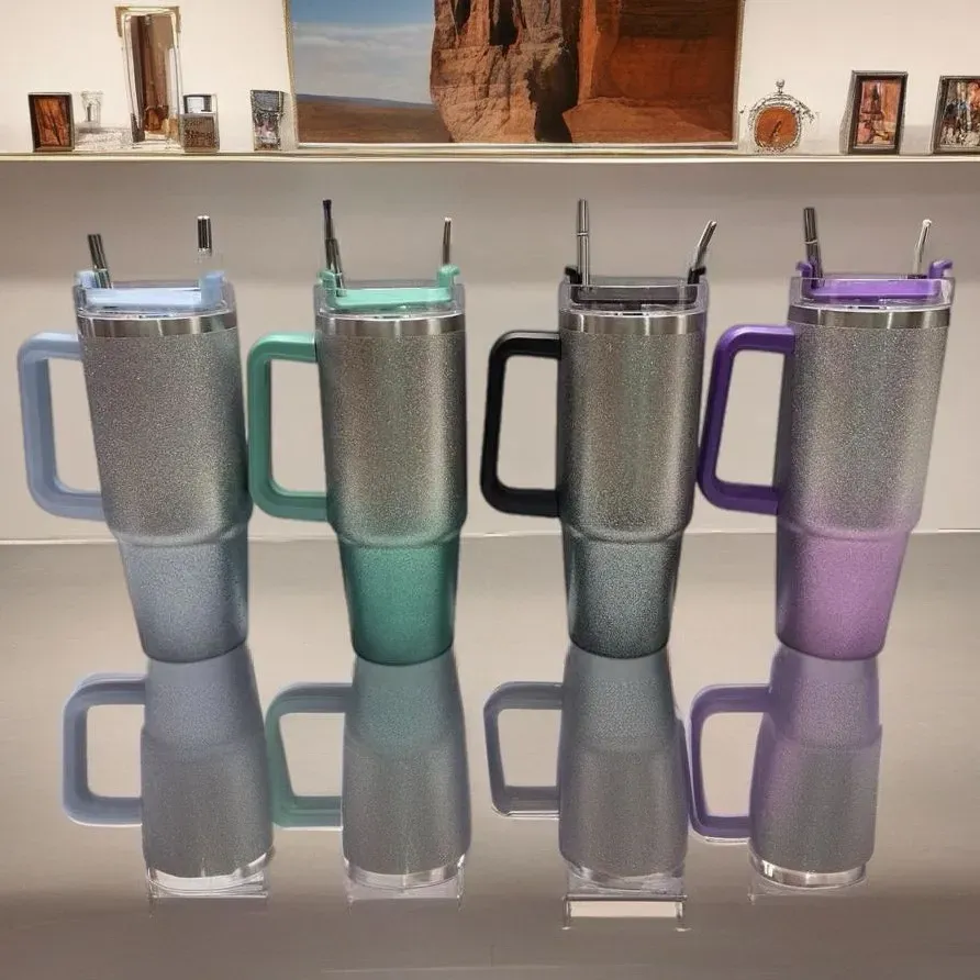 Copo isolamento Flip Straw 900ml Inox Alça de diamante com alça gradiente Super qualidade Copo isolamento Flip Straw 900ml Inox Alça de diamante com alça gradiente Super qualidade