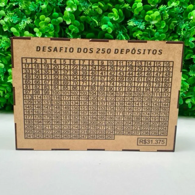 CAIXA COFRE DESAFIO PARA DINHEIRO EM MDF 250 DEPOSITOS CAIXA COFRE DESAFIO PARA DINHEIRO EM MDF 250 DEPOSITOS
