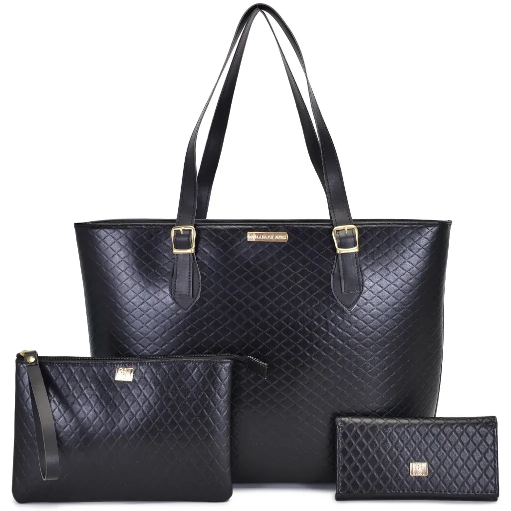 Bolsa Feminina Grande Shopper Casual + Carteira + Necessaire Elegante Bolsa Feminina Grande Shopper Casual + Carteira + Necessaire Elegante