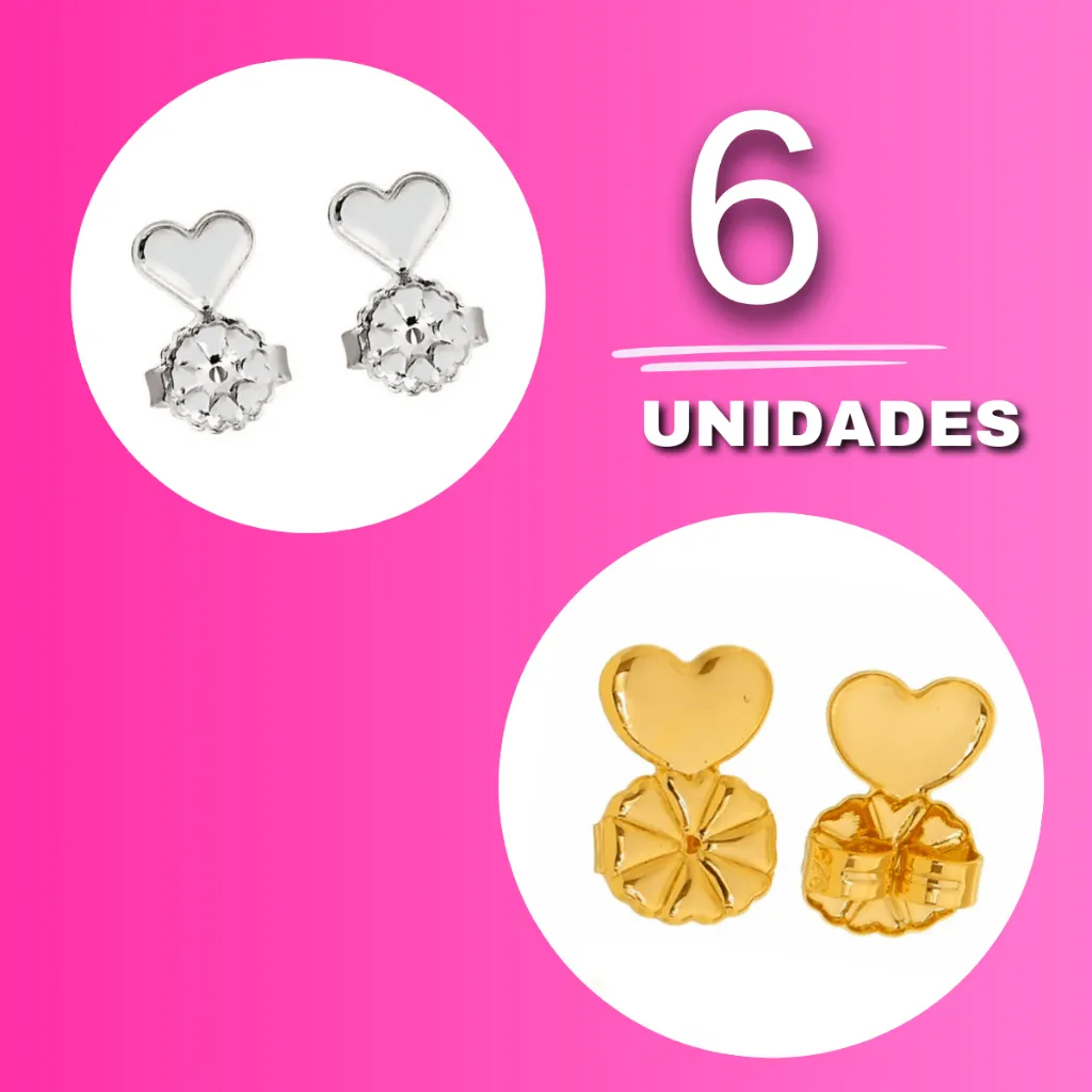 [ SEMI JOIA [ Kit 6 Unidades Tarraxa Mágica Sustentação Brincos Orelha Rasgada, Banho em Ouro 18k Anti Alérg [ SEMI JOIA [ Kit 6 Unidades Tarraxa Mágica Sustentação Brincos Orelha Rasgada, Banho em Ouro 18k Anti Alérg