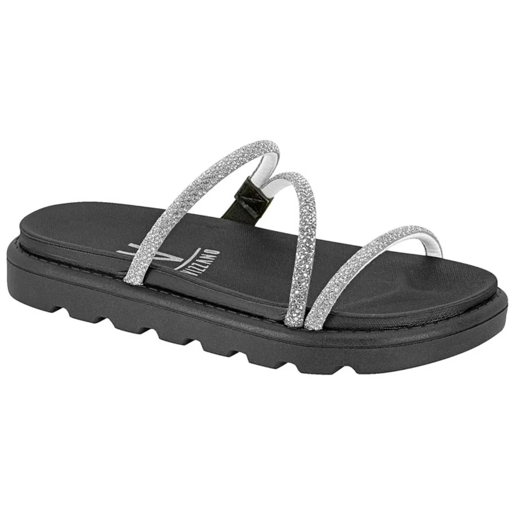 Sandalia Papete Vizzano Strass Feminina Brilho Flatform Tiras Original Sandalia Papete Vizzano Strass Feminina Brilho Flatform Tiras Original