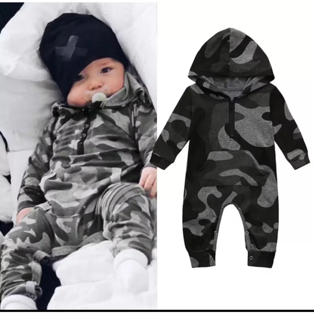 Macacão Bebê Camuflado Outono Inverno Macacão Bebê Camuflado Outono Inverno