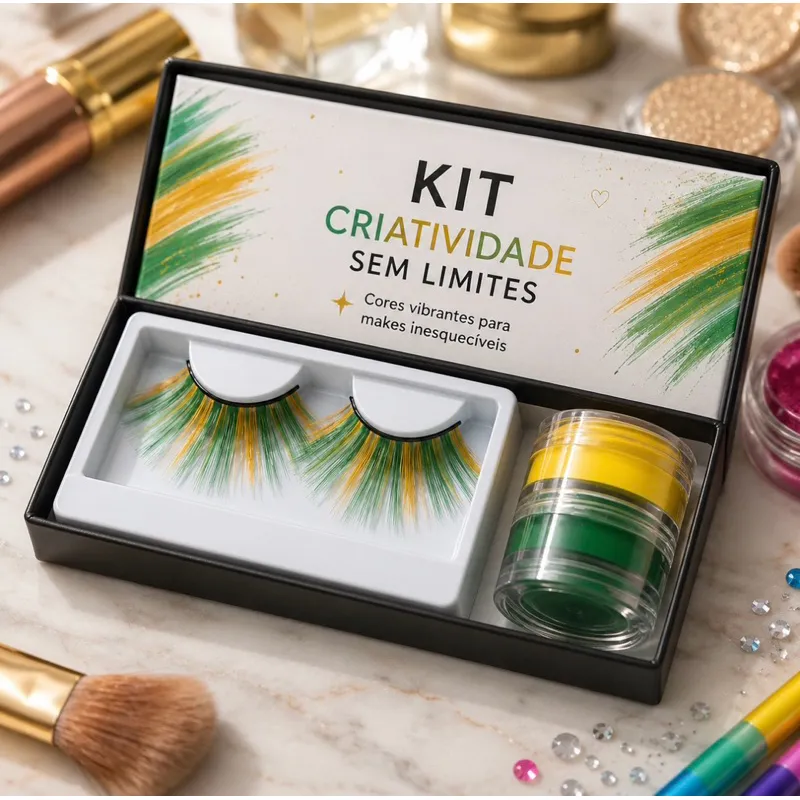 Kit Par De Cílios + Torre De Tinta Cremosa | Do Brasil | Cílios Postiços E Tinta Facial e Corporal | Duo | À Base De Águ Kit Par De Cílios + Torre De Tinta Cremosa | Do Brasil | Cílios Postiços E Tinta Facial e Corporal | Duo | À Base De Águ