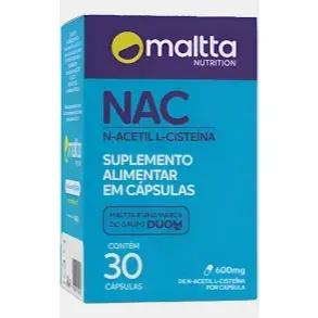 NAC 600mg N-Acetil L-Cisteína 30 Caps Maltta - Detox Pulmão e Imunidade Original NAC 600mg N-Acetil L-Cisteína 30 Caps Maltta - Detox Pulmão e Imunidade Original