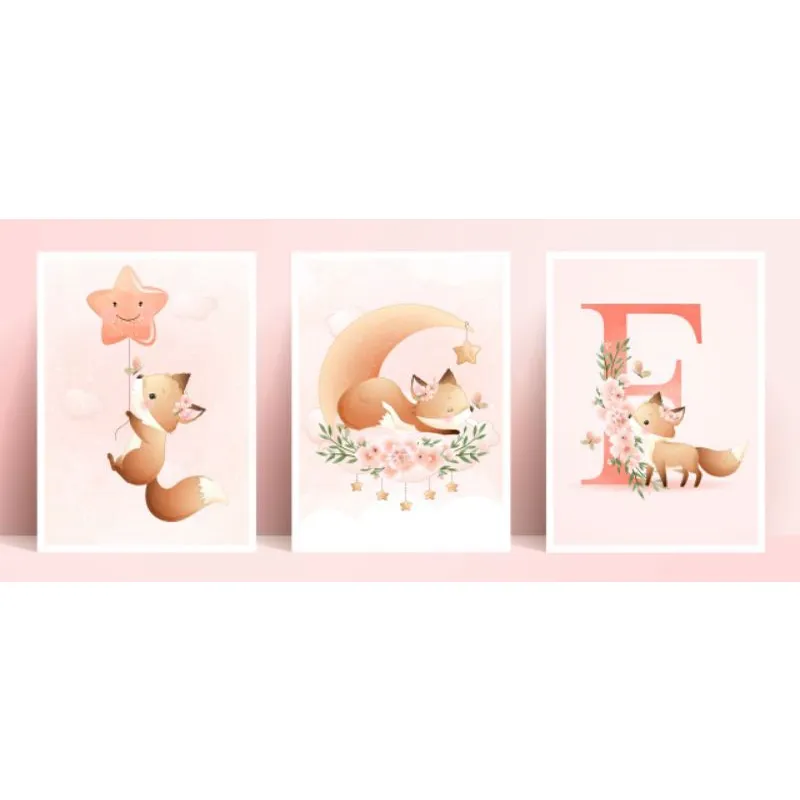 Quadro decorativo infantil personalizado com nome da criança raposa inicial do nome lindo bonito top Quadro decorativo infantil personalizado com nome da criança raposa inicial do nome lindo bonito top
