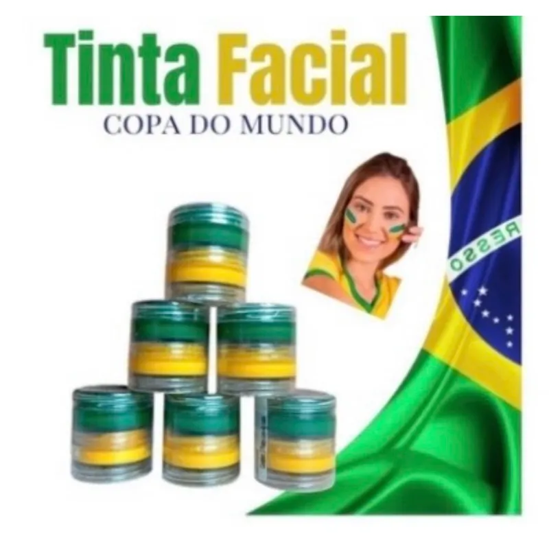 TINTA FACIAL COPA DO MUNDO | TORRE DE TINTA CREMOSA | ROSTO | FANTASIA | COSPLAY | BANDEIRA | VERDE E AMARELO | BRASIL TINTA FACIAL COPA DO MUNDO | TORRE DE TINTA CREMOSA | ROSTO | FANTASIA | COSPLAY | BANDEIRA | VERDE E AMARELO | BRASIL