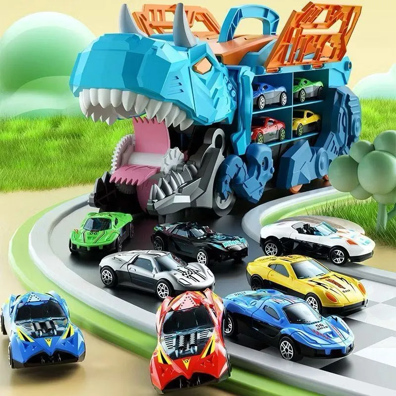 Caminhão Dinossauro engolidor e Porta-carrinhos com 6 Carrinhos Caminhão Dinossauro engolidor e Porta-carrinhos com 6 Carrinhos