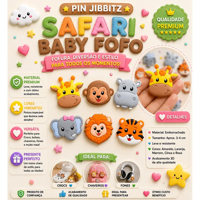 Aplique emborrachado Safari Luxo Aplique emborrachado Safari Luxo