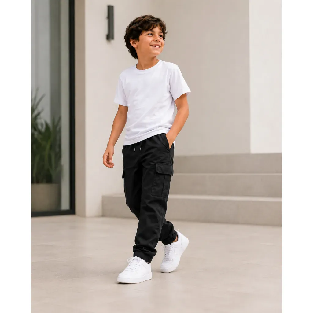 Calça Cargo Infantil Juvenil Menino Sarja 6 Bolsos Elástico 10 ao 16 Moda Garoto Calça Cargo Infantil Juvenil Menino Sarja 6 Bolsos Elástico 10 ao 16 Moda Garoto