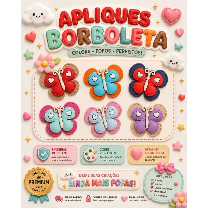 Aplique Emborrachado 10 Pcs Borboleta Laços Tiaras Artesanato DIY Aplique Emborrachado 10 Pcs Borboleta Laços Tiaras Artesanato DIY