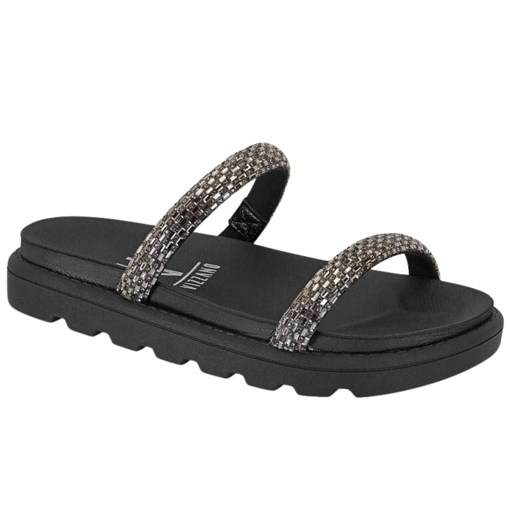 Papete Vizzano Strass Brilho Feminina Tratorada Tiras Macia Original Papete Vizzano Strass Brilho Feminina Tratorada Tiras Macia Original