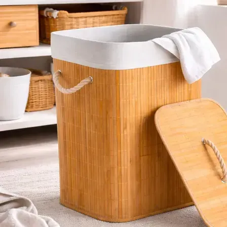 Cesto De Roupa Suja Bambu Dobrável Com Tampa Alças 72 Litros Bambu Cesto De Roupa Suja Bambu Dobrável Com Tampa Alças 72 Litros Bambu