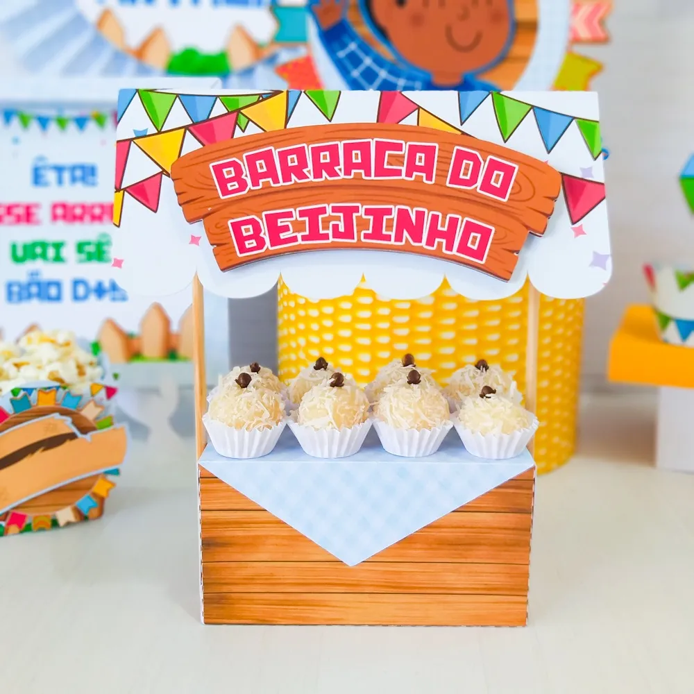 Kit com 5 Caixas Barraquinha Do Beijo Personalizada Arraiá 3d Kit com 5 Caixas Barraquinha Do Beijo Personalizada Arraiá 3d