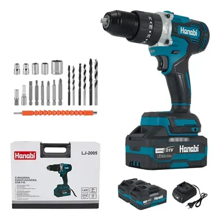 Parafusadeira Furadeira Impacto 13mm 21v Brushless 2 Bateria Azul-petróleo 127/220v Parafusadeira Furadeira Impacto 13mm 21v Brushless 2 Bateria Azul-petróleo 127/220v