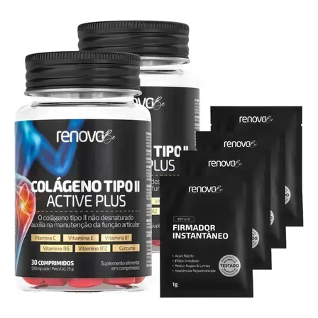 Kit 2 Colágenos Tipo 2 Active Plus Renova Be + Sachês Sérum Firmador Kit 2 Colágenos Tipo 2 Active Plus Renova Be + Sachês Sérum Firmador