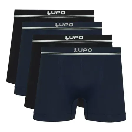 Kit 4 Cuecas Boxer Lupo Sem Costura Microfibra Masculino Box Kit 4 Cuecas Boxer Lupo Sem Costura Microfibra Masculino Box