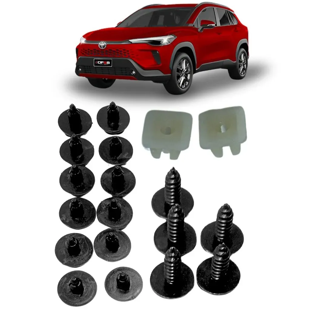 Kit 19 Peças Grampo Presilha Parabarro Dianteiro Corolla Cross 2021 a 2023 Kit 19 Peças Grampo Presilha Parabarro Dianteiro Corolla Cross 2021 a 2023